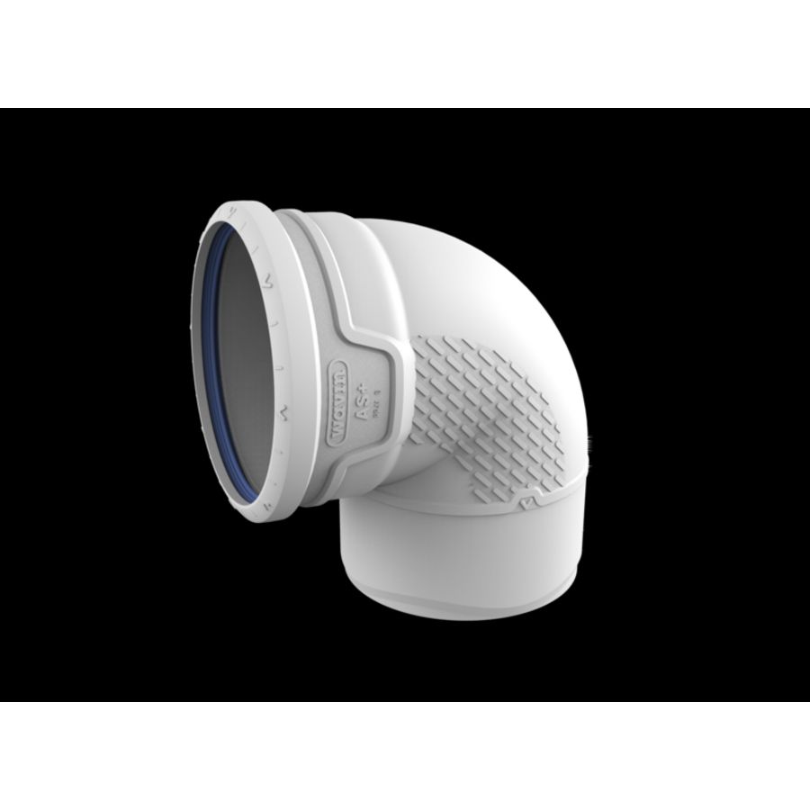 Bocht PP AS+ geluidsarm 87° lichtgrijs 160mm mof x spie