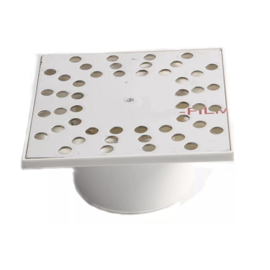 ABS binnenwerk tbv doucheput 15x15mm wit incl. RVS rooster