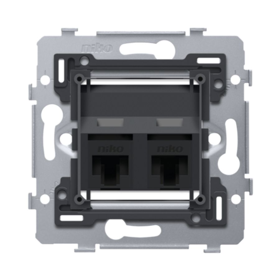 Mechanisme 2 RJ45-aansl.en UTP Cat. 6 PoE++ schuine uitv.