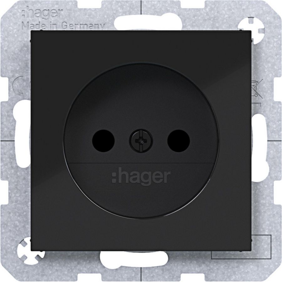 Wandcontactdoos ongeaard Safety Plus A.x/C.x zwart g