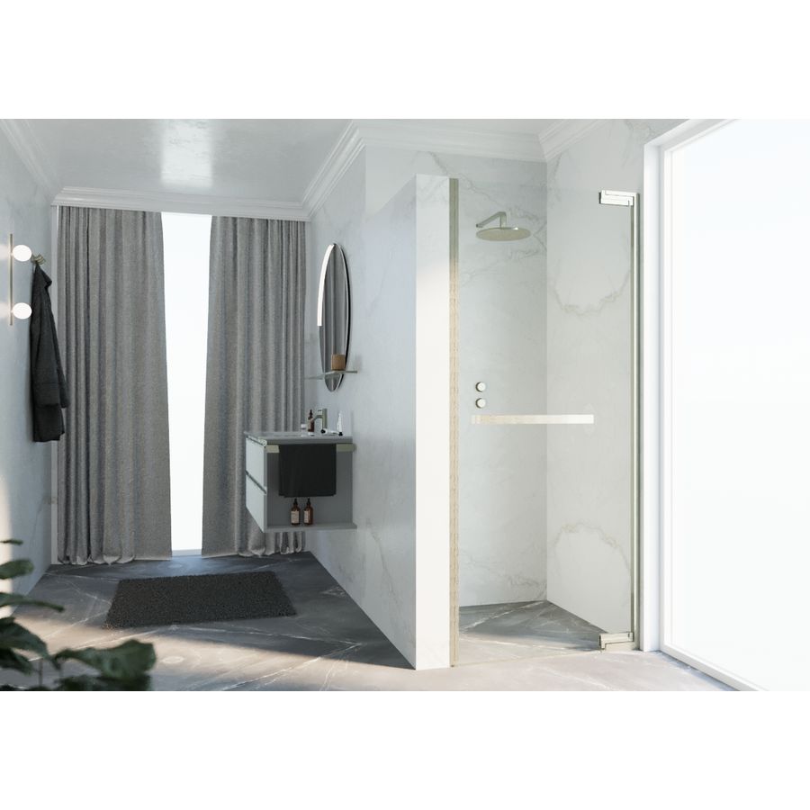 Douche draaideur N180 type 1B 100 bereik 985-1000x2000mm helder glas brushed inox
