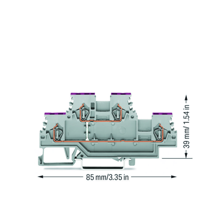 2-etageklem 4-draads rijgklem L grijs 279-508 VVE=50