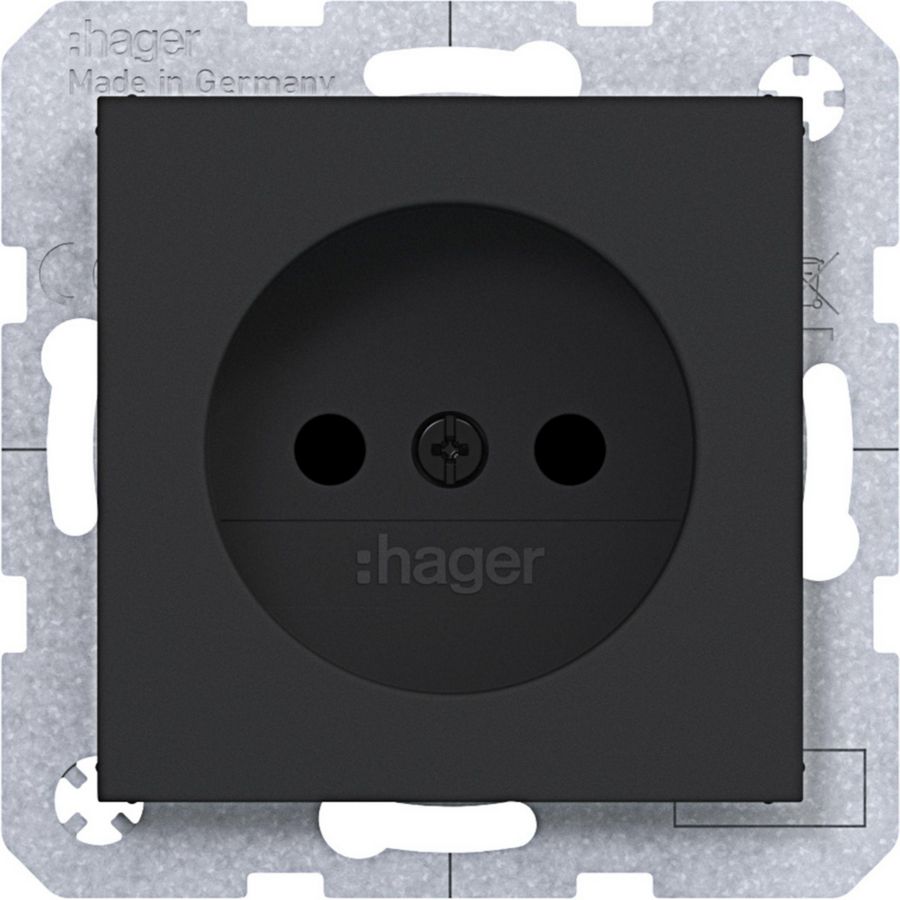 Wandcontactdoos ongeaard Safety Plus A.x/C.x zwart m