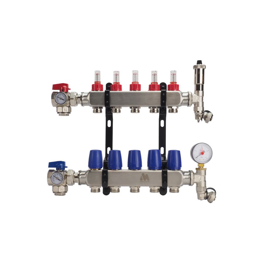 Vloerverwarmingsverdeler PREMIUM RVS OPEN LT 4-groeps