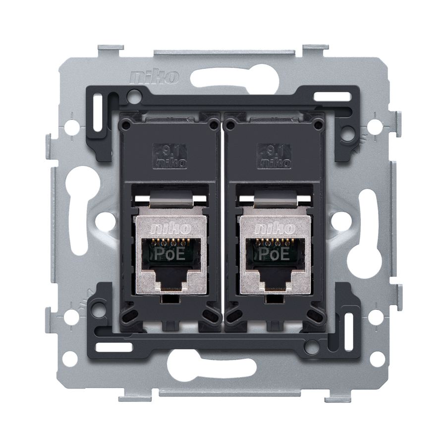 Mechanisme 2 RJ45-aansl.en STP Cat. 6A PoE++ vlak