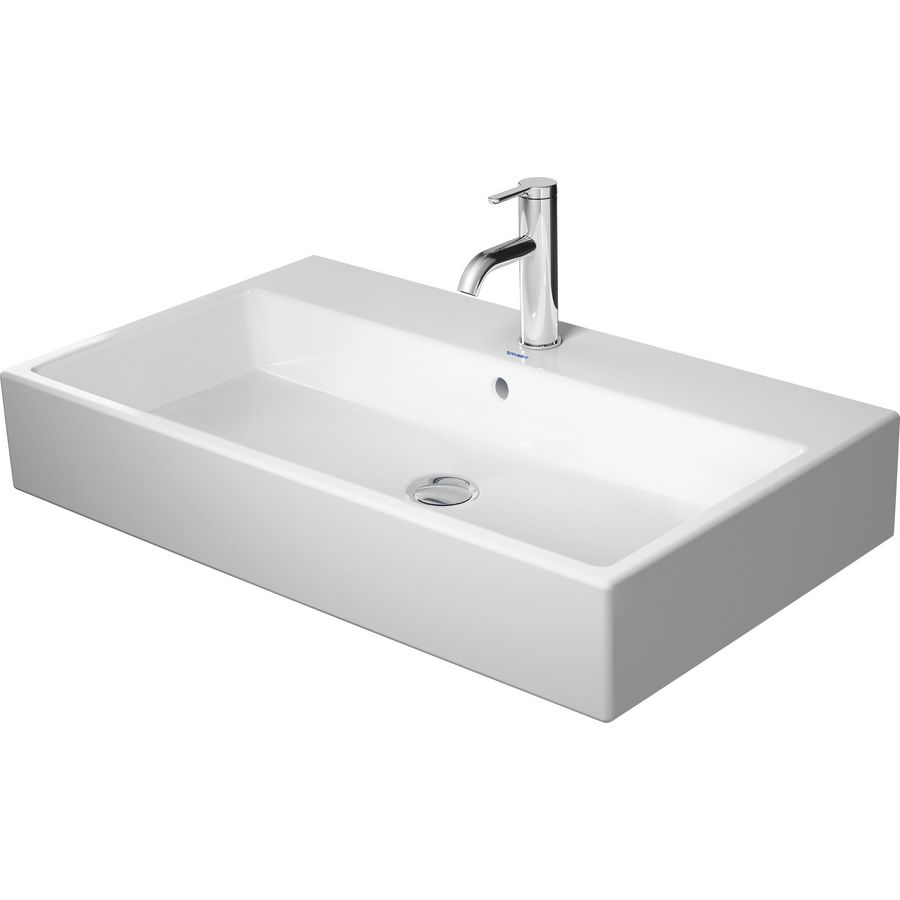 VERO AIR #235080 wastafel 800mm wit zonder kraangat met overloop