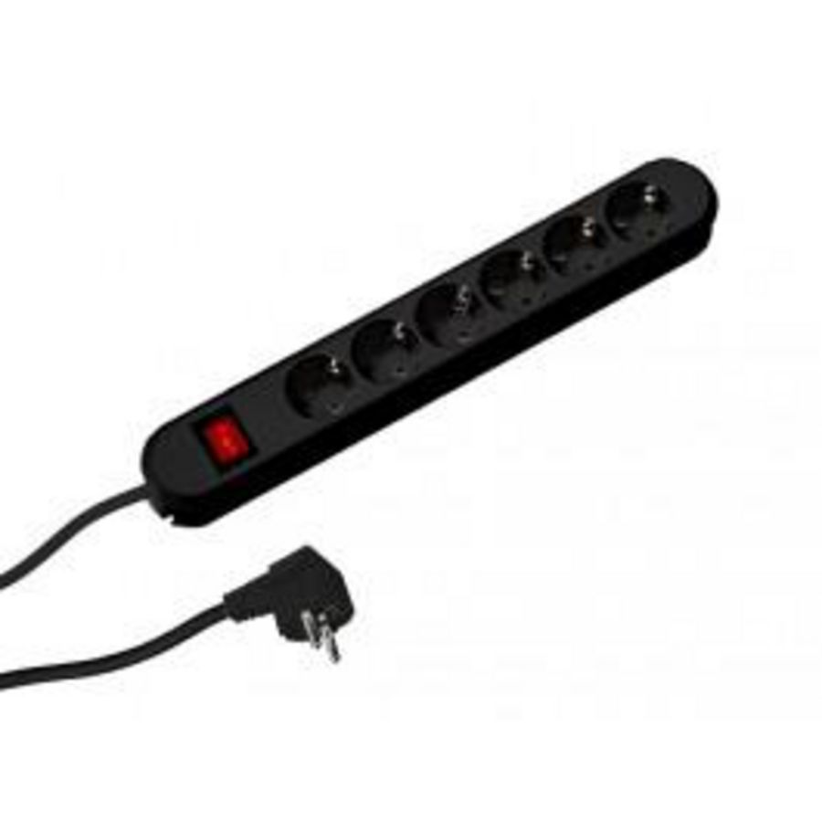 Smart 6x 230V RA + 1x schakelaar 3mmet RA stekker zwart
