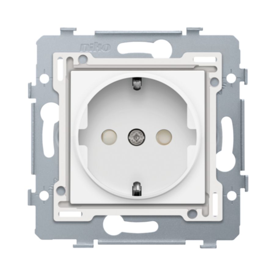 Stopcontact 71x71mm insteek sokkel/afw.set b.white