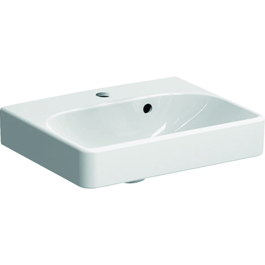Smyle Square fontein 45x36cm met kraangat + overloop wit Keratect