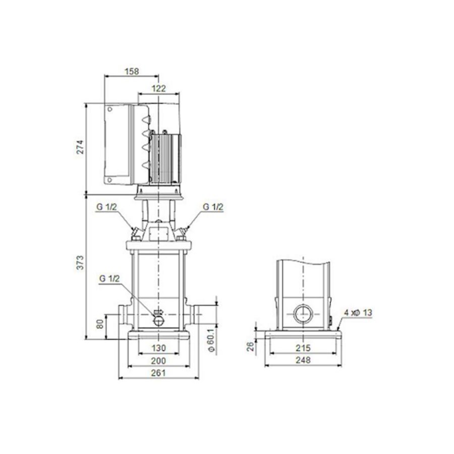 Centrifugaalpomp CRNE10-02 A-P-G-E-HQQE 3x380-500 60 HZ
