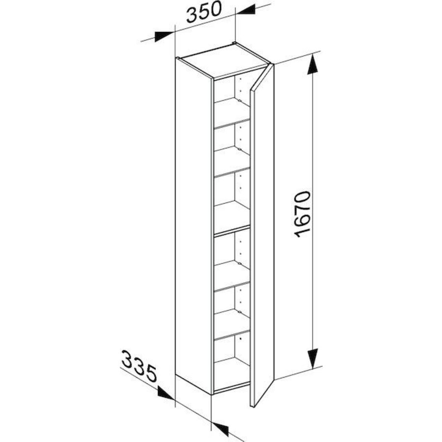 Hoge Kast 1 deur, scharnier rechts 34030110002