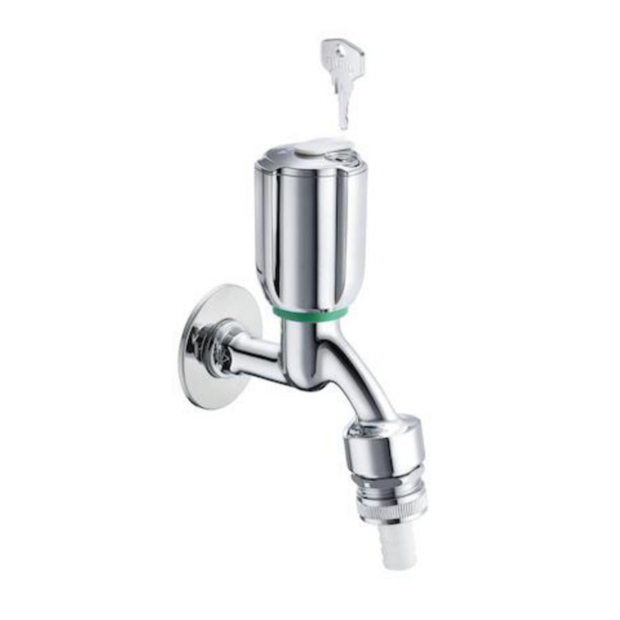 Dienstkraan SECUR vergrendelbare greep 1/2" chroom belucht met terugslagklep