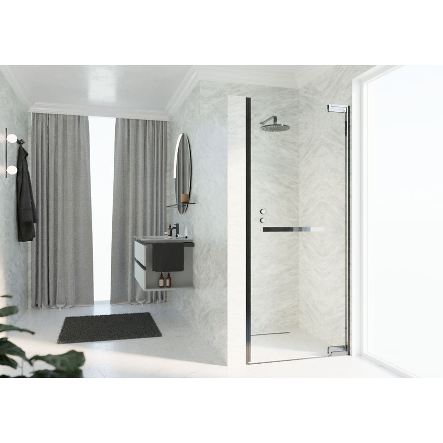 Douche draaideur N180 type 1B 100 bereik 985-1000x2000mm helder glas shiny black chrome