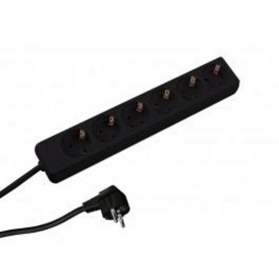 Selly 6x 230V RA 1,5mmet RA stekker zwart