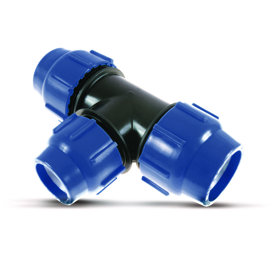 T-koppeling verlopend 90° PP tyleen klem 32x25x32mm PN16