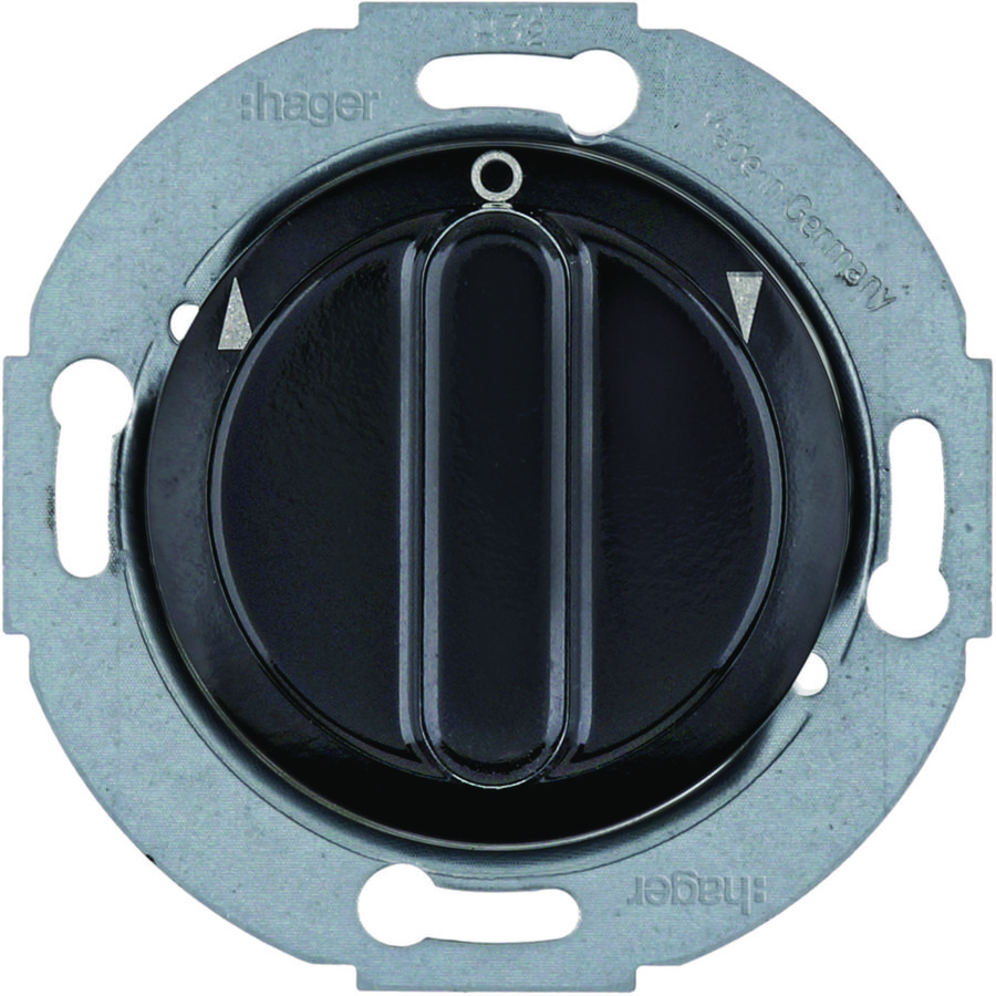 Jaloezie-draaischakelaar 1-polig+knop Serie 1930/Glas zwart