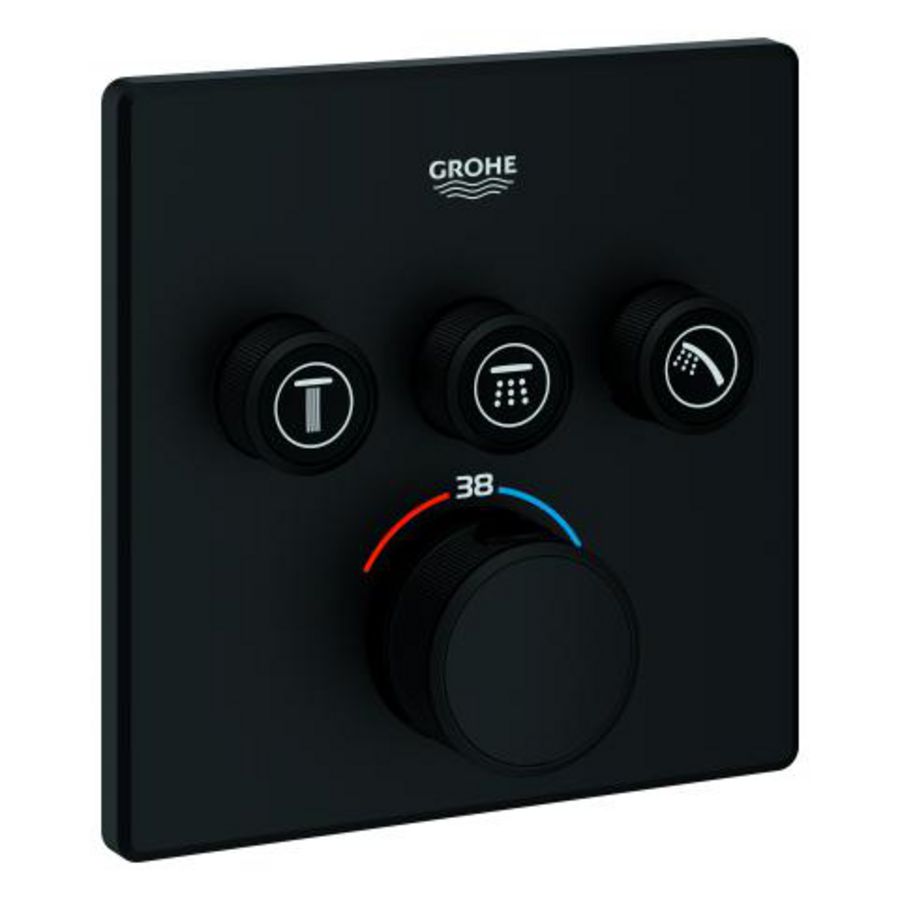 Grohtherm Smartcontrol Opbouw thermostaat omst 3X vierkant phantom Black (prof)