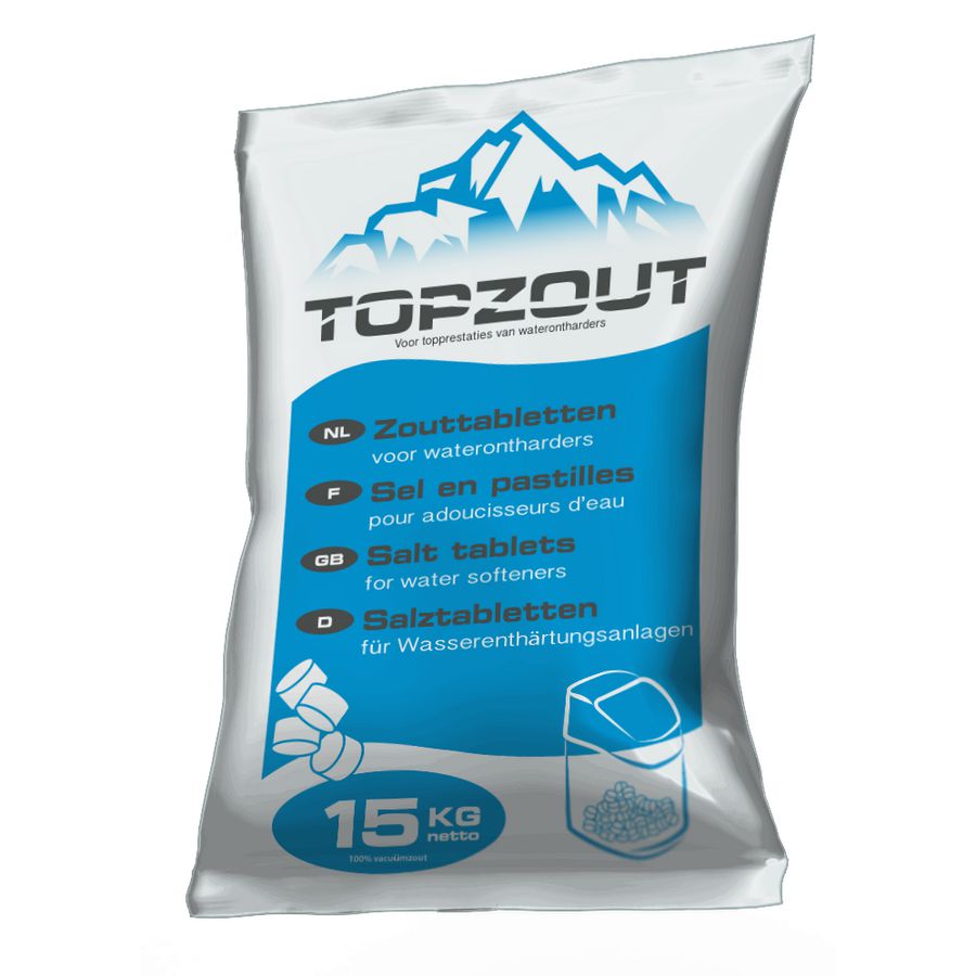 PROMO Zak a 15kg. TopZout zouttabletten voor regeneratie waterontharder