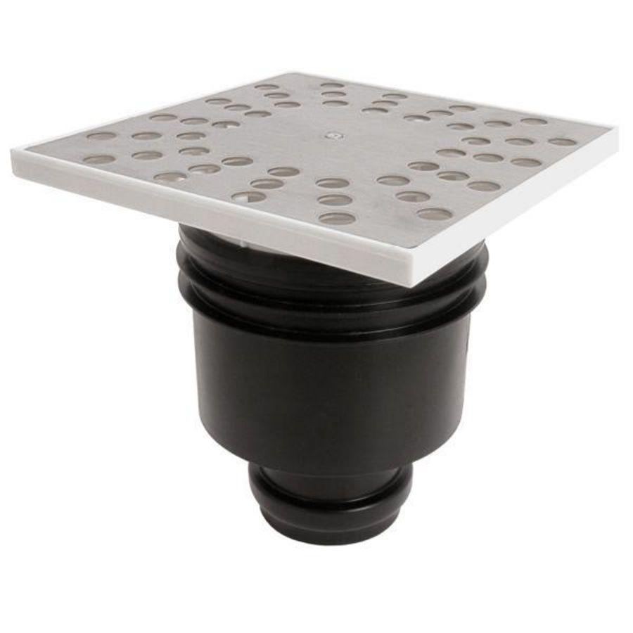 PP doucheput 15x15mm OU. RVS deksel