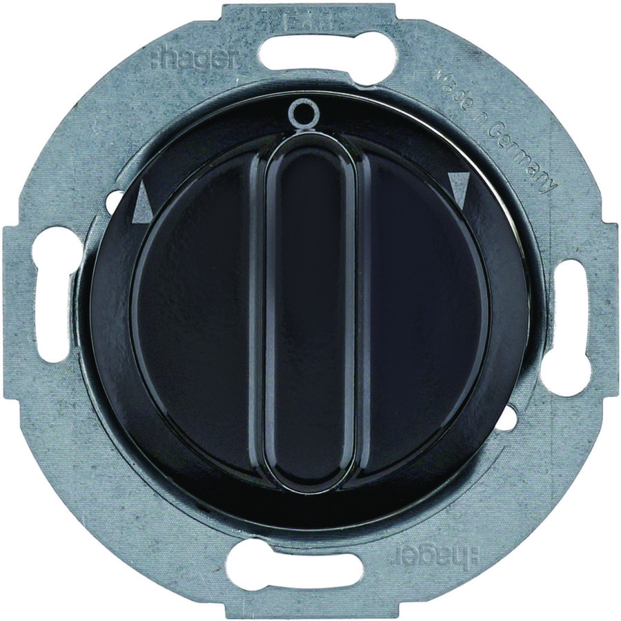 Jal.-draaischak. 2-polig+knop Serie 1930/Glas zwart