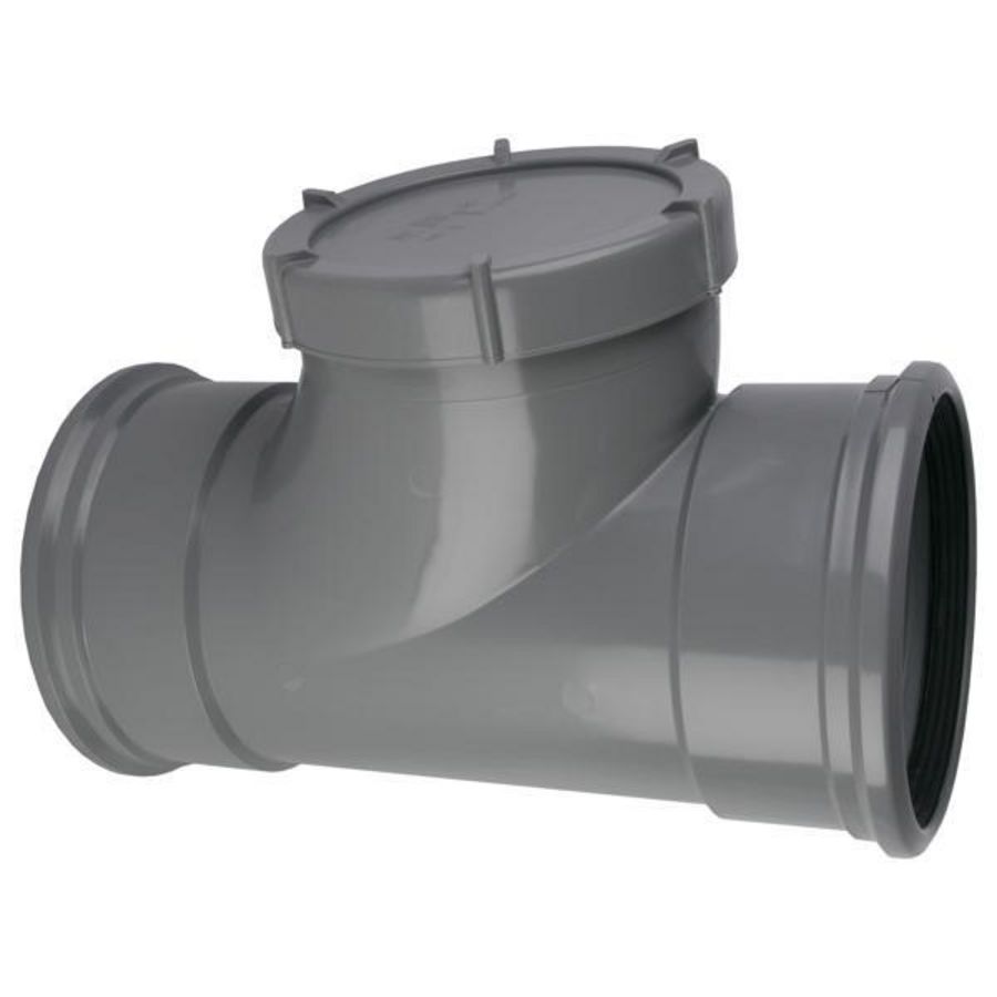 Wafix PVC manchet ontstoppingsstuk + schuifkap 200mm SN4 grijs mof/mof