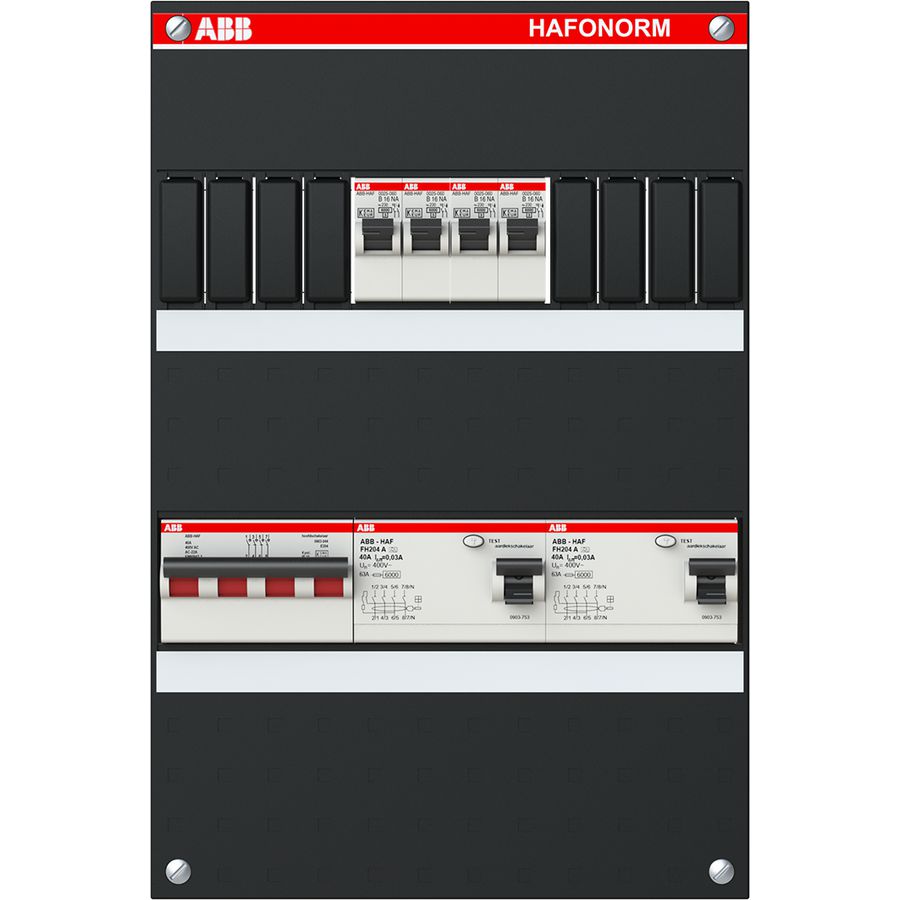Groepenkast 4x achter 2x 30mA + HS 3-f binnenwerk + deksel