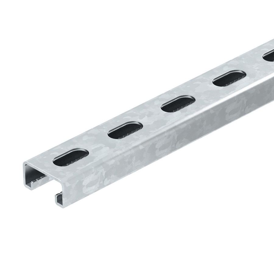 Lengte a 3m. profielrail geperforeerd sleufbreedte 22mm 41x21mm bandverzinkt