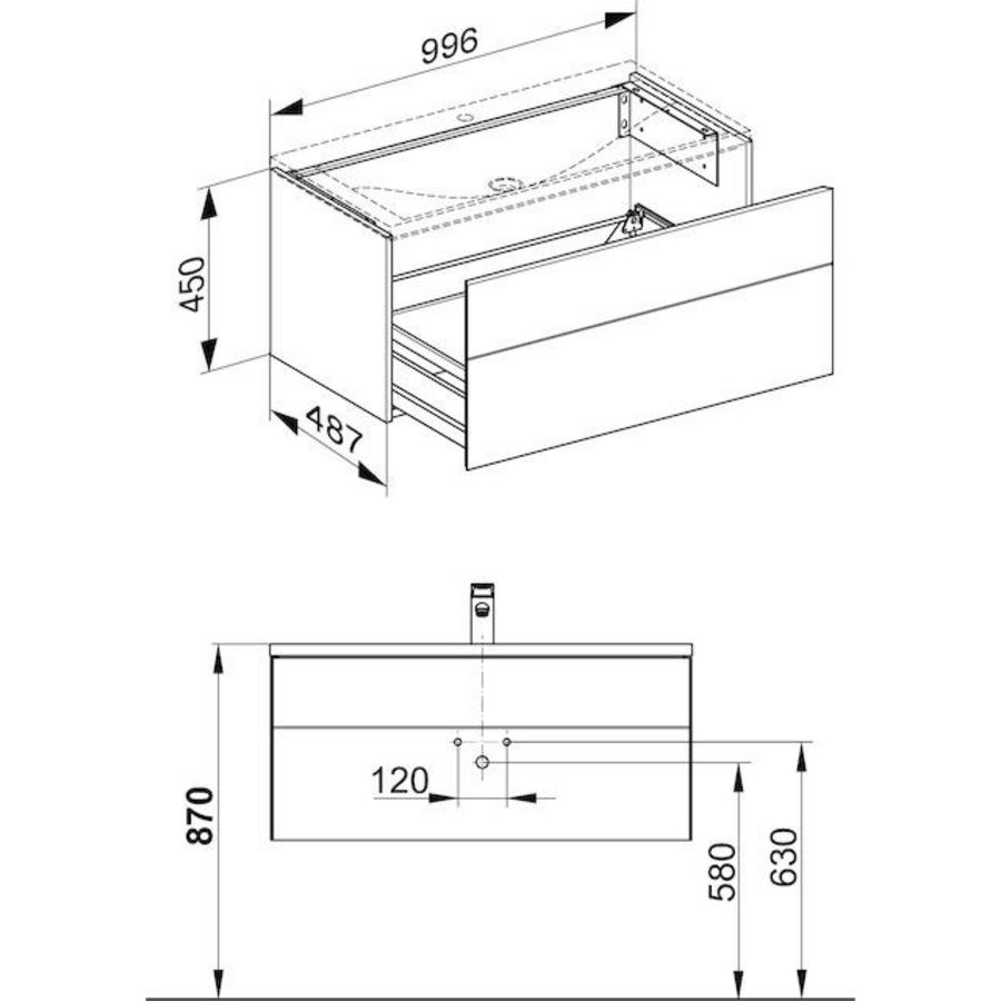 Wastafelonderbouw met frontlade 34070140000