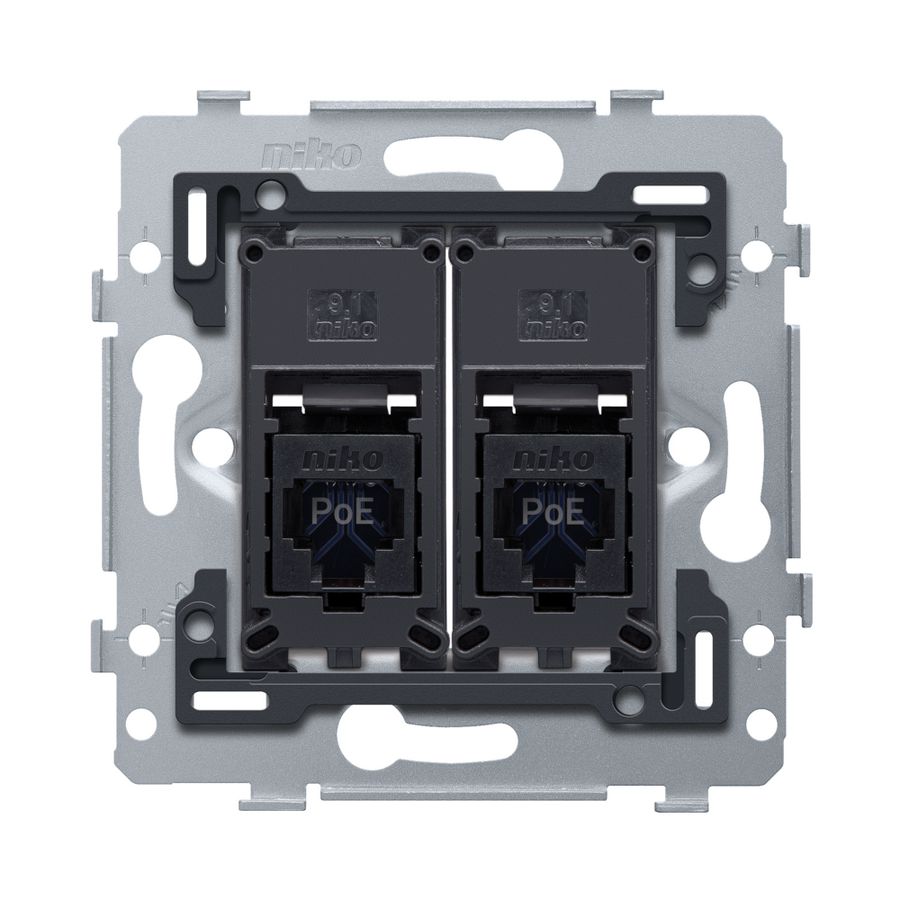 Mechanisme 2 RJ45-aansl.en UTP Cat. 6A PoE++ vlak