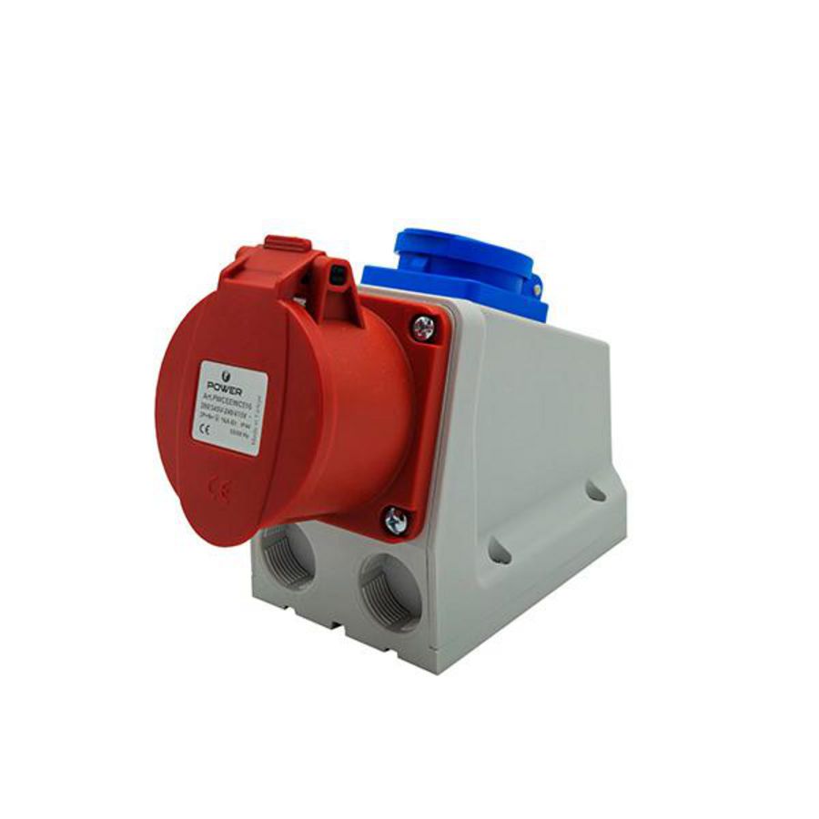 Wandcontactdoos CEE opbouw combinatie 5P 16A IP44