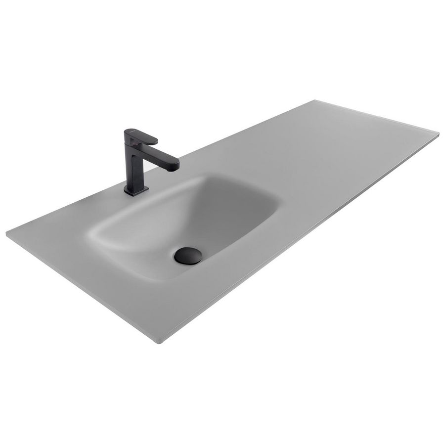 Wastafel 240 glas mat light grey 100.5x46cm 1x kom met kraangat (los besteld)
