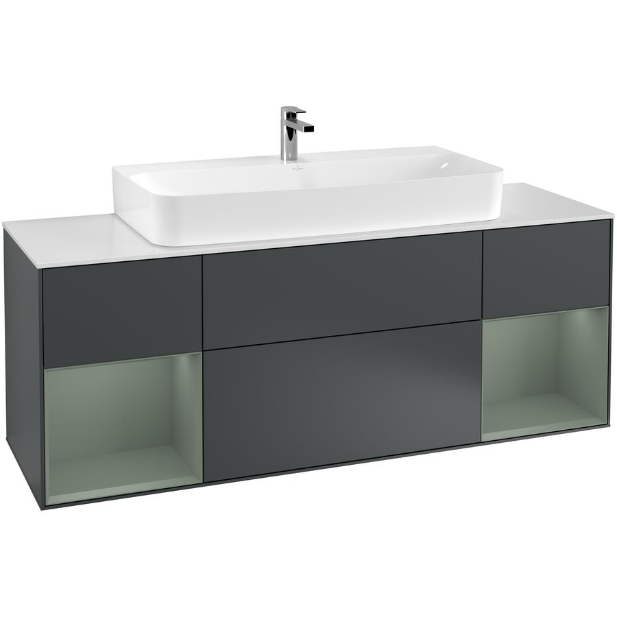 Wastafelonderkast Finion 1600x603x501mm Mid.Blue Matt Lacquer G211GMHG
