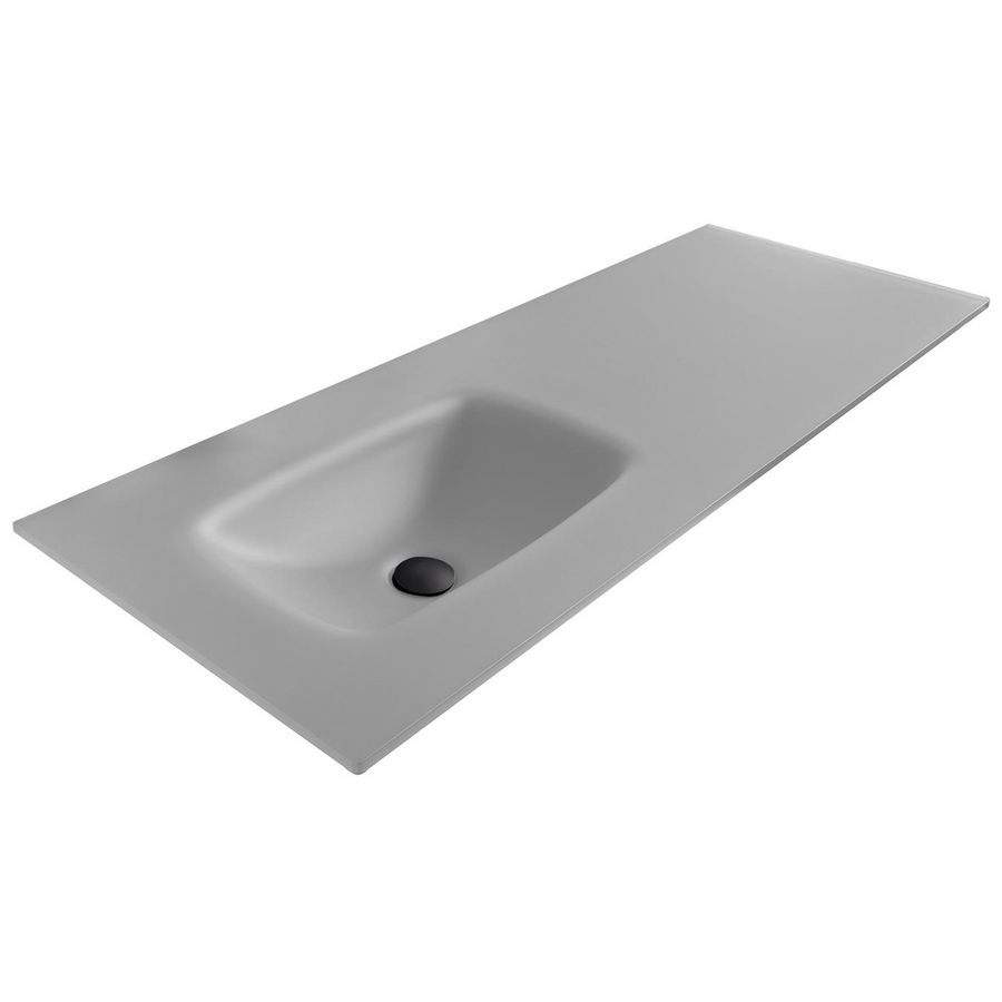 Wastafel 240 glas mat light grey 100.5x46cm 1x kom zonder kraangat (los besteld)