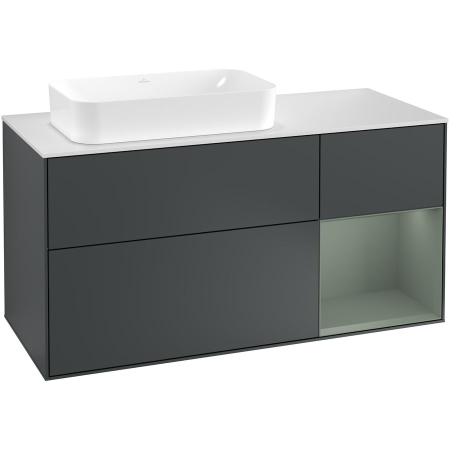 Wastafelonderkast Finion 1200x603x501mm Mid.Blue Matt Lacquer G281GMHG