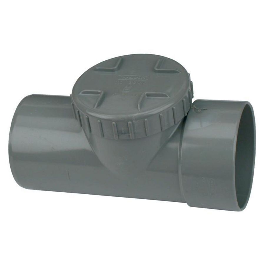 Wadal PVC lijm ontstoppingsstuk +SD 110mm grijs mof/spie