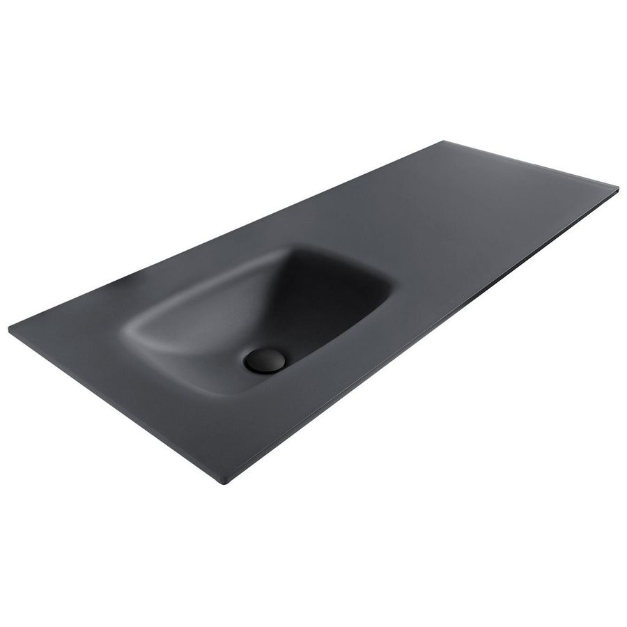 Wastafel 240 glas mat inox dark 100.5x46cm 1x kom zonder kraangat (los besteld)