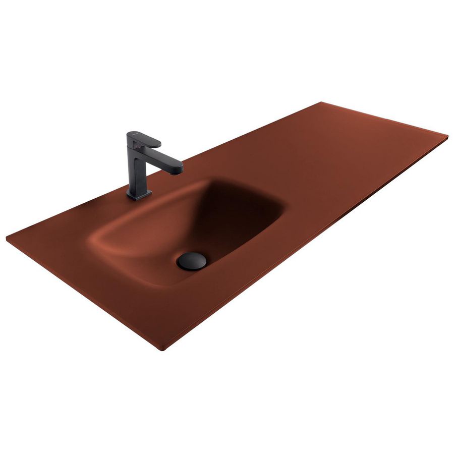 Wastafel 240 glas mat red 120.5x46cm 1x kom met kraangat (los besteld)