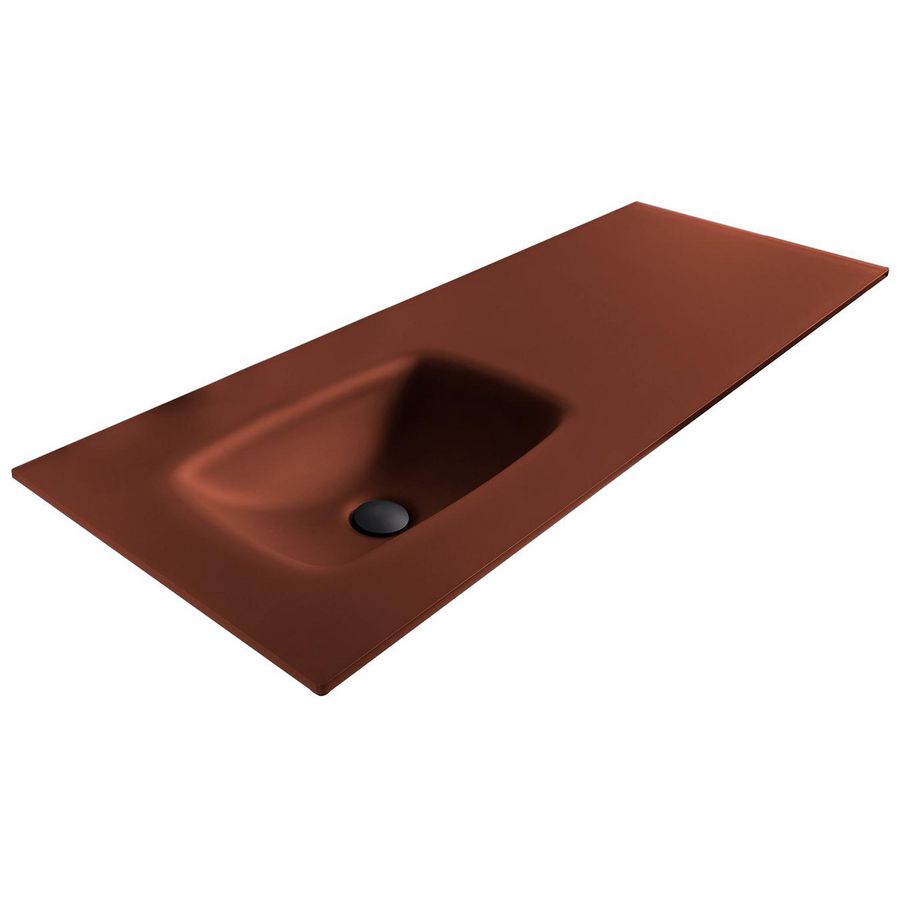 Wastafel 240 glas mat red 100.5x46cm 1x kom zonder kraangat (los besteld)