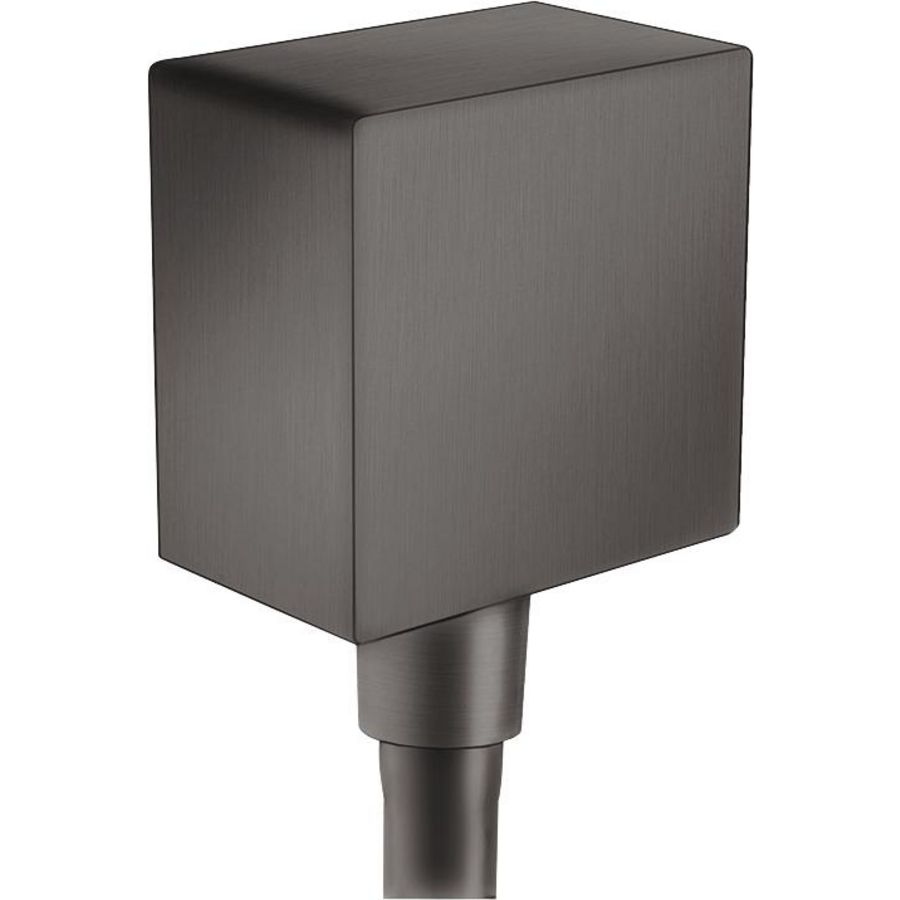 Muuraansluitbocht Fixfit Square met terugslagklep 26455340 brushed black chrome