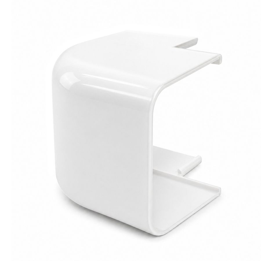 Buitenbocht rond 90° 140x90mm wit PVC RAL9001