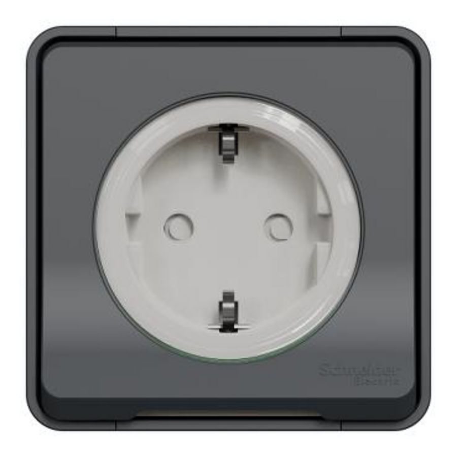 Wandcontactdoos Opbouw 1-voudig Klapdeksel Grijs / Antraciet Mureva Styl