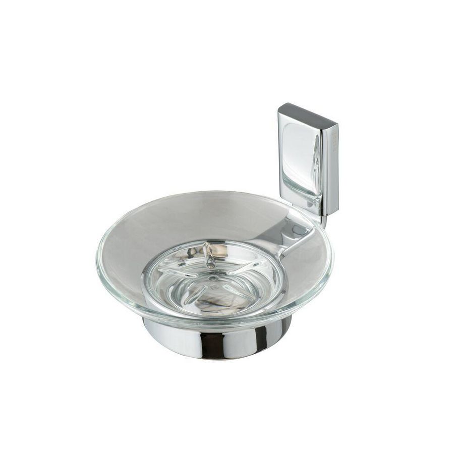 Zeephouder helder glas met wandhouder chroom AIM