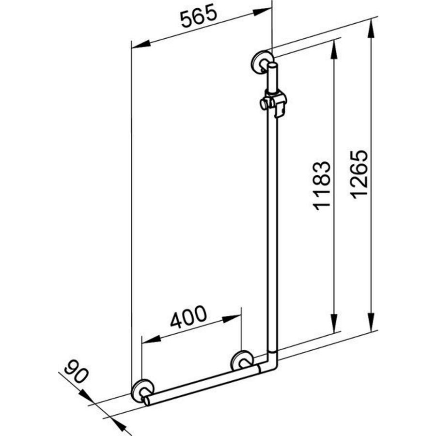 Plan Hoeksteun RE+LI 400x1182mm chroom