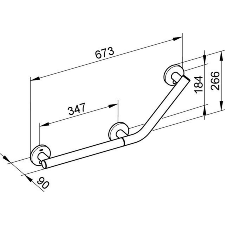 Plan Care hoeksteun 300/400mm 135° verchroomd RE