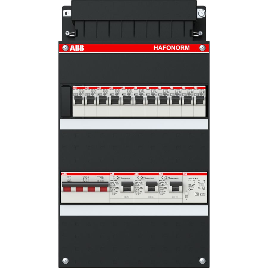 Installatiekast 11x achter 3x 30mA + T + HS 3-f