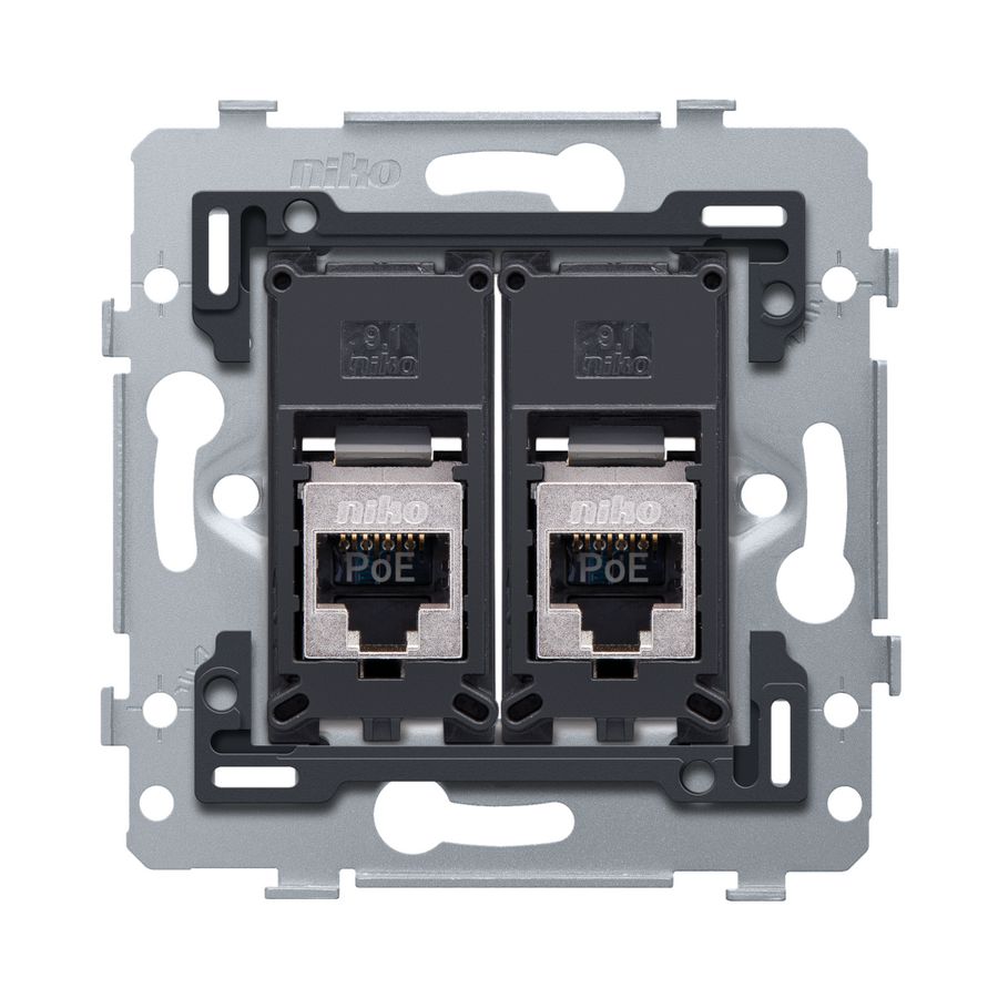 Mechanisme 2 RJ45-aansl.en STP Cat. 6 PoE++ vlak