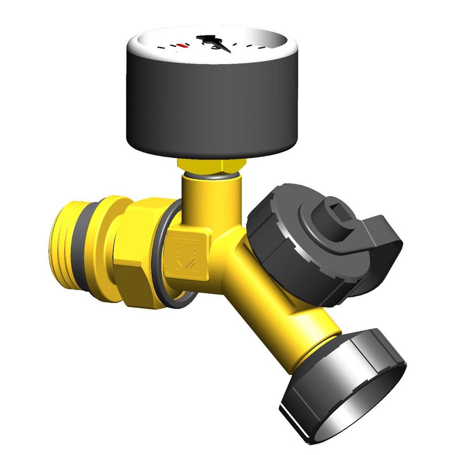 Vul-veiligheidscombinatie 1/2" vulpunt + manometer + veiligheidsventiel 3bar WIVAKOM 2000