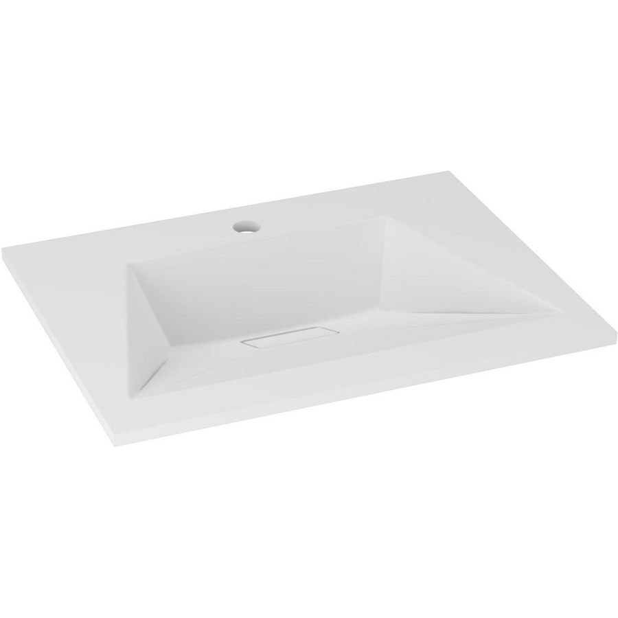 Meubelwastafel DESIGNO 60cm kunstmarmer mat wit 1x kraangat