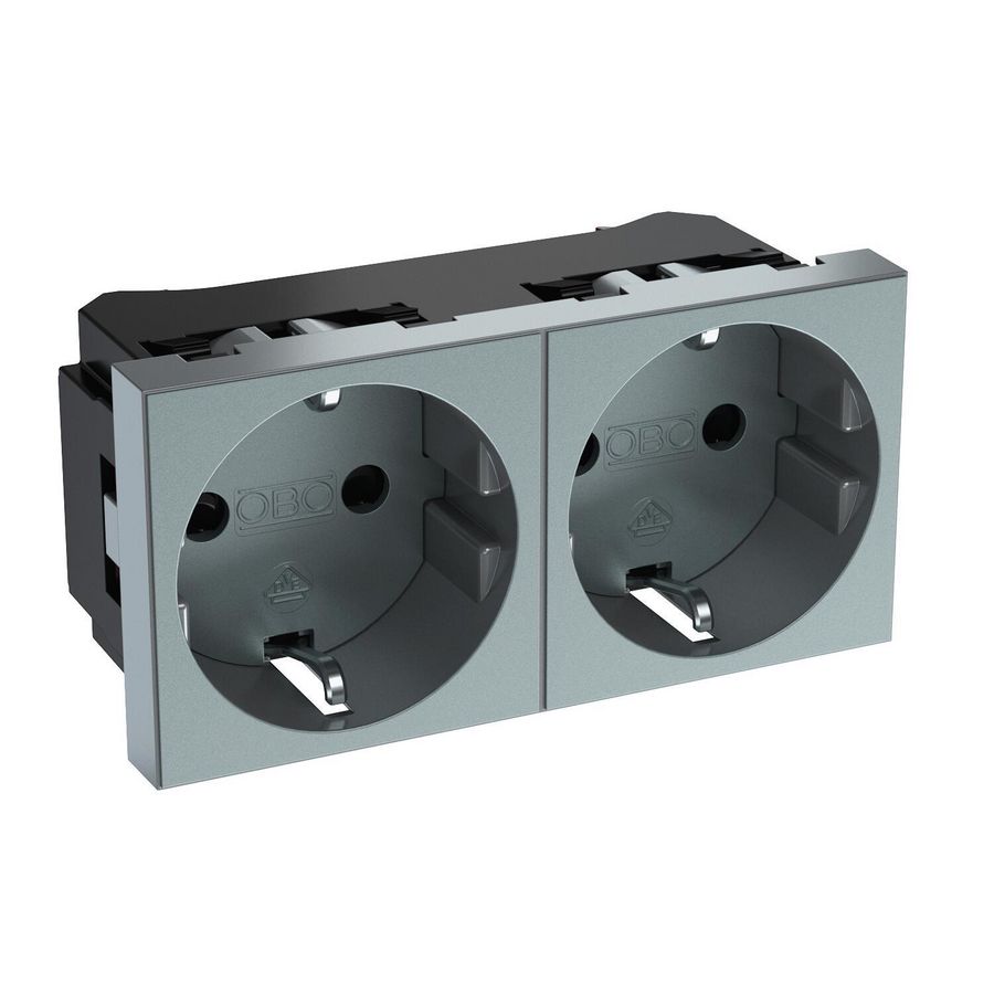 Socket 0gr. double protective cont. 90x45x42 Poly Eco mat al
