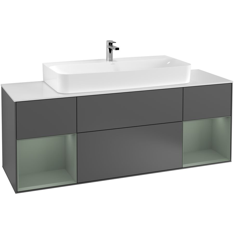 Wastafelonderkast Finion 1600x603x501mm Antr. Matt Lacquer G211GMGK